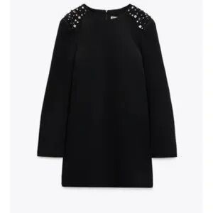 ZARA Black Embellished Shoulder Shift Dress - Women